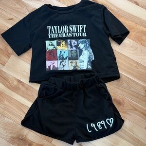 Black Graphic Tee and Shorts Set